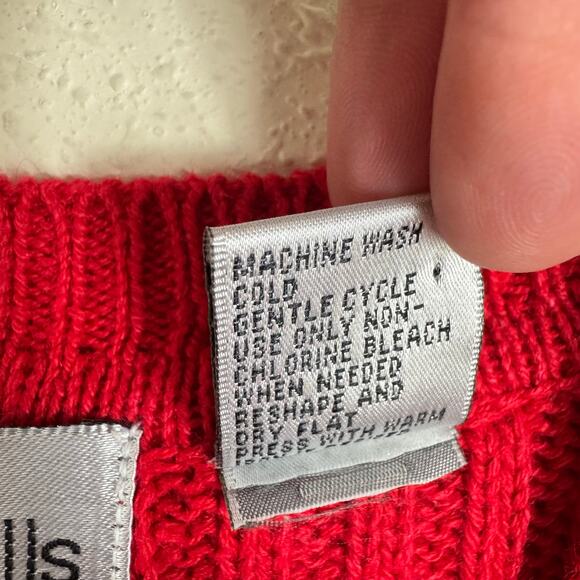 Baxter & Wells Vtg Cotton Blend Red Cable Knit V-Neck Button Up Sweater Vest L - Picture 6 of 6